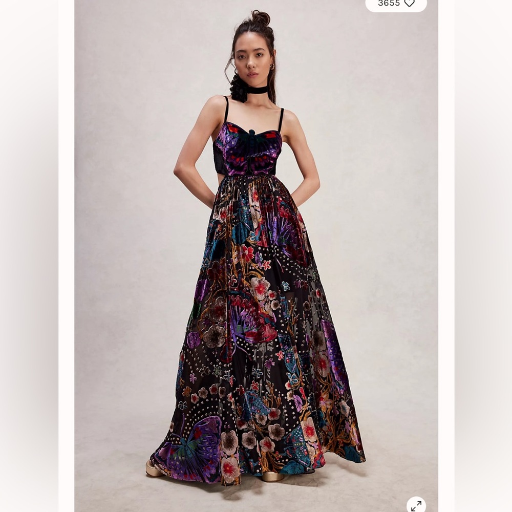 Free People Butterfly Wishes Burnout Velvet Maxi Dress XL - Picture 1 of 9